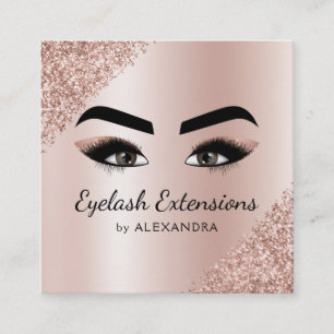 Carte De Visite Carré Eyelash Extensions Lashes Parties scintillant Rose