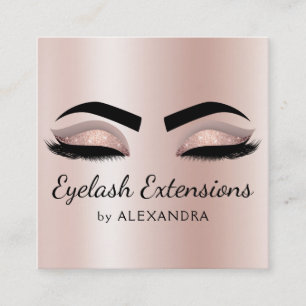Carte De Visite Carré Eyelash Extensions Lashes Parties scintillant Rose