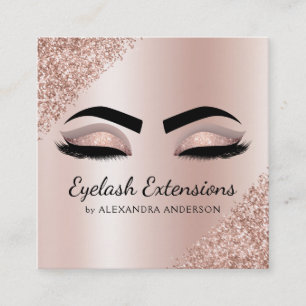 Carte De Visite Carré Eyelash Extensions Lashes Parties scintillant Rose