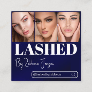 Carte De Visite Carré Eyelash Maquillage Artiste Bleu Beauté Salon code