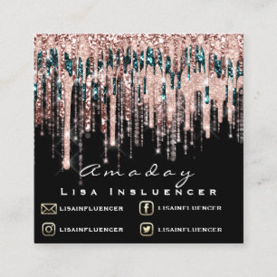 Carte De Visite Carré Eyelash Nails Maquillage Artiste Social Rose Drive