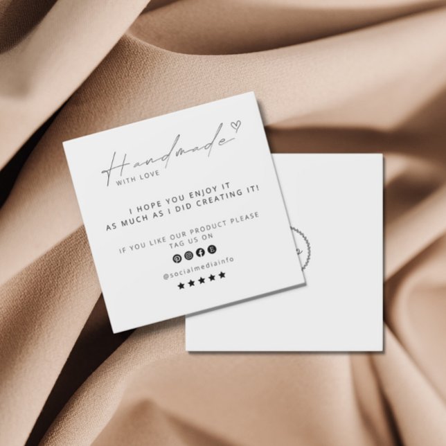 Carte De Visite Carré Fabriqué à la main avec l'amour Logo Petite entrep (Créateur téléchargé)