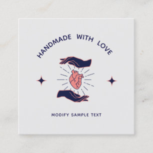 Carte De Visite Carré Fabriqué avec amour - Insertion promotionnelle du