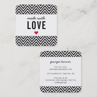 Carte De Visite Carré FABRIQUÉ AVEC AMOUR mignon chevron d'emballage] no