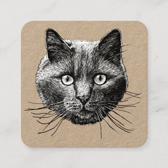 Carte De Visite Carré Face de chat (Devant)