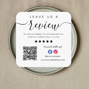 Carte De Visite Carré Facebook Instagram Logo Qr Code Laissez-Nous Un Av