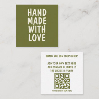 Carte De Visite Carré Fait Main Avec Amour Remerciement pour Petite Entr