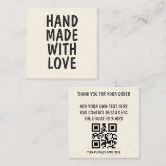 Carte De Visite Carré Fait Main Avec Amour Remerciement pour Petite Entr