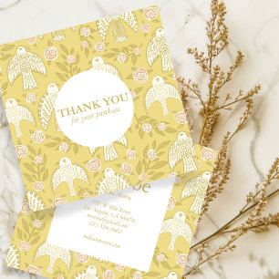 Carte De Visite Carré Falcons & Rose Chic Elegant Ordre Merci