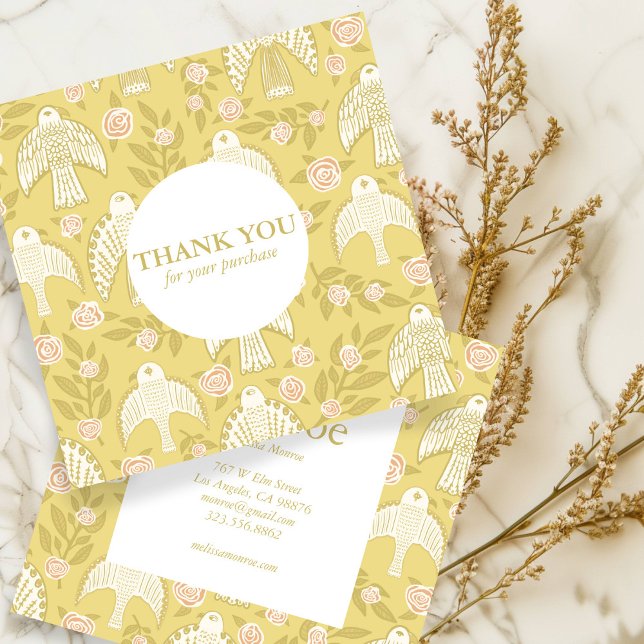 Carte De Visite Carré Falcons & Rose Chic Elegant Ordre Merci (Falcons & Roses Chic Elegant Order Thank You Square Business Card
)