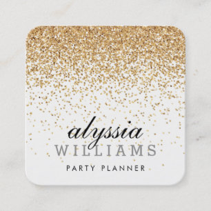 Carte De Visite Carré FALLING FAUX GOLD CONFETTI mignon cascadé luxe