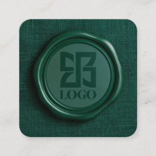 Carte De Visite Carré Faux Émeraude Vert Cire Élégant Logo d'Entreprise