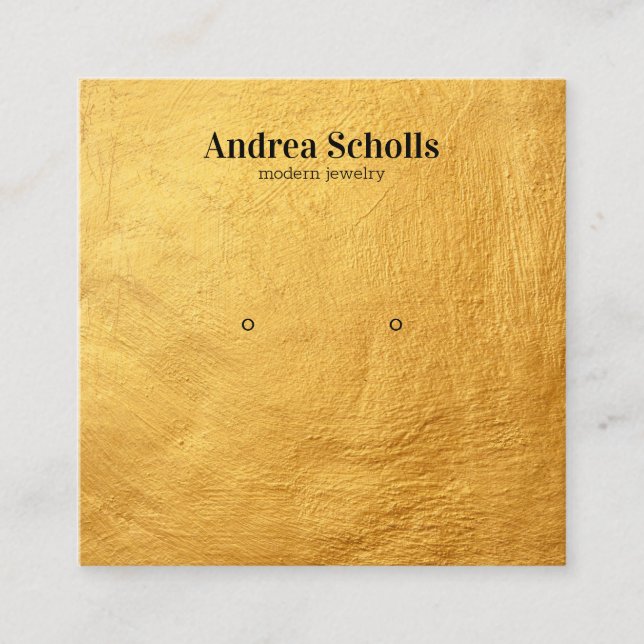 Carte De Visite Carré Faux GOLD Modern Bold Jewelry Stud Earring Display (Devant)