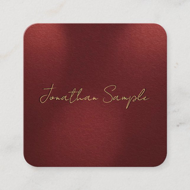 Carte De Visite Carré Faux Gold Texte Élégant Monogramme Coin arrondi (Devant)