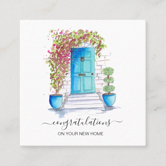 Carte De Visite Carré félicitations à votre nouvel agent immobilier (Devant)