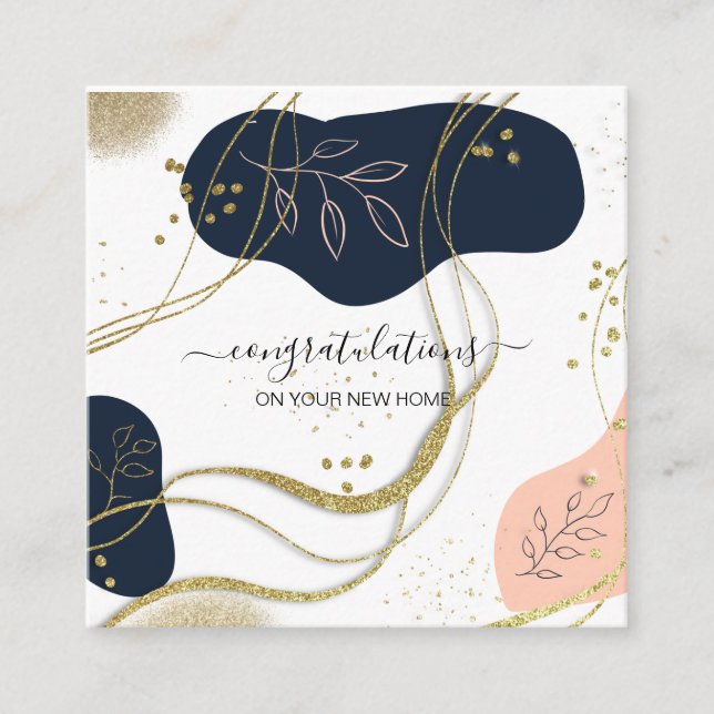 Carte De Visite Carré félicitations à votre nouvel agent immobilier (Devant)