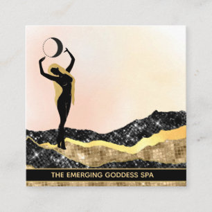 Carte De Visite Carré *~* Femme déesse Lune Peach Pastel Parties scintil