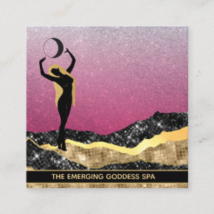 Carte De Visite Carré *~* Femme déesse Lune Rose Blue Pastel Parties sci