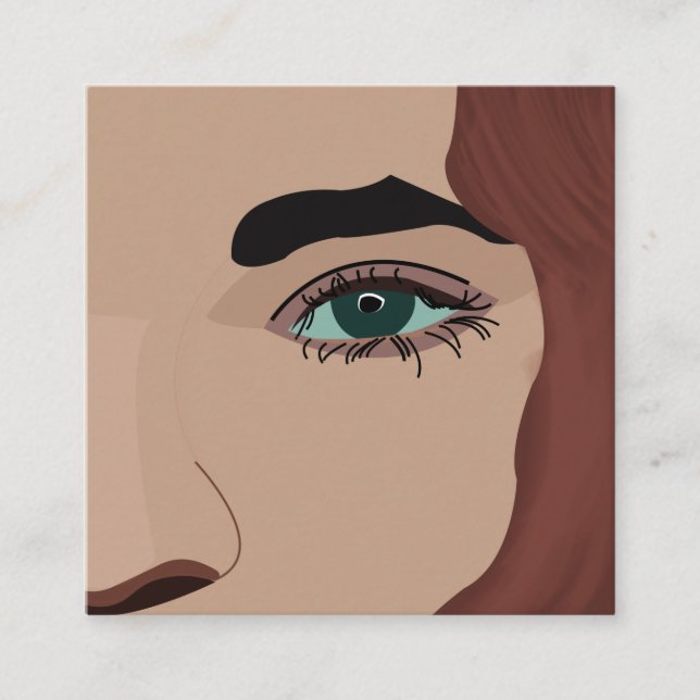 Carte De Visite Carré Femme Fille Visage Maquillage Oeil Artiste Hair St (Devant)