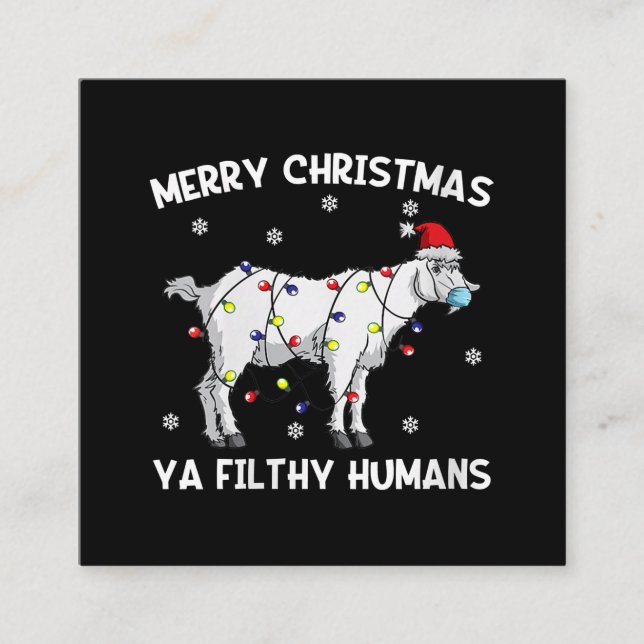 Carte De Visite Carré Femme Joyeux Noël Chèvre Visage Masque Chèvre Père (Devant)