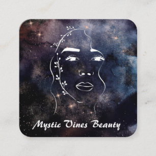 Carte De Visite Carré ** Femme Plante cosmique déesse Floral QR Nebula S