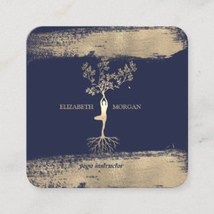 Carte De Visite Carré Femmes aux Arbres Élégants Silhouette Faux Doré Co