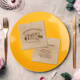 Carte De Visite Carré Ferme artisanale de montagne Pin Vintage rustique 