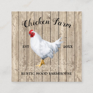 Carte De Visite Carré Ferme de poulet en bois rustique