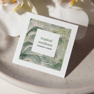 Carte De Visite Carré Feuilles de palmier tropical île CÔTIER CODE QR