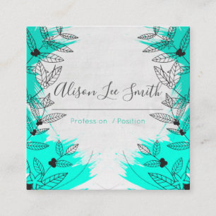 Carte De Visite Carré Feuilles romantiques verts