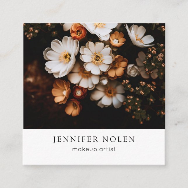 Carte De Visite Carré Feuilles tropicaux (Devant)