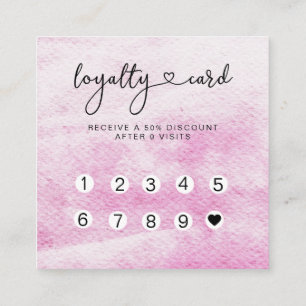 Carte De Visite Carré Fidélité 10 clous Lashes Aquarelle