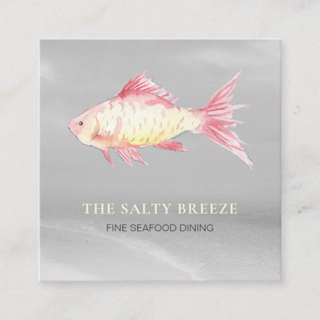 Carte De Visite Carré *~* Fish Beach CORAL Sand Sea Dining Tropical (Devant)