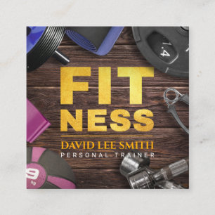 Carte De Visite Carré Fitness Personal Trainer Gold Typography Carré Bu