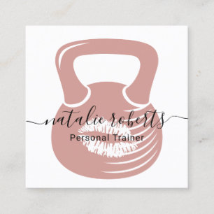 Carte De Visite Carré Fitness Personal Trainer Pink Kiss Kettlebell