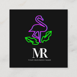 Carte De Visite Carré Flamant rose Éclairage néon Marque commerciale