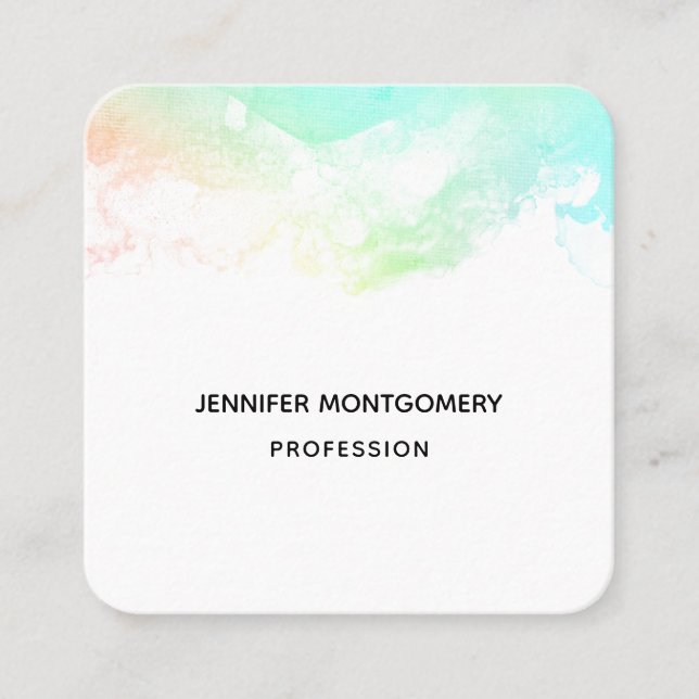 Carte De Visite Carré Flèches Abstraites vert et bleu (Devant)