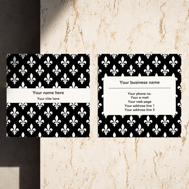 Carte De Visite Carré Fleur de Lis Motif, française, royale, blanche (Créateur téléchargé)