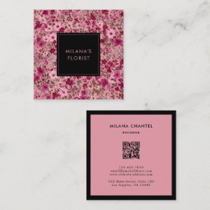 Carte De Visite Carré Fleur de marguerite rose moderne tendance fleurist