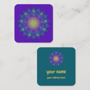 Carte De Visite Carré Fleur De Vie - Mandala Indien 3