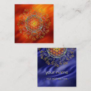 Carte De Visite Carré Fleur De Vie - Ornements Vintages Mandala 1