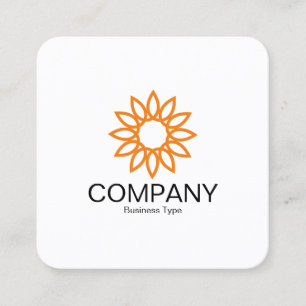 Carte De Visite Carré Fleur géométrique 01 - Blanc