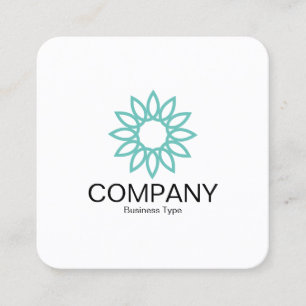 Carte De Visite Carré Fleur géométrique 01 - Blanc