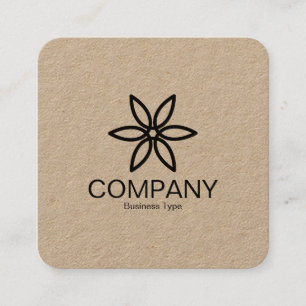 Carte De Visite Carré Fleur géométrique 02 - Kraft