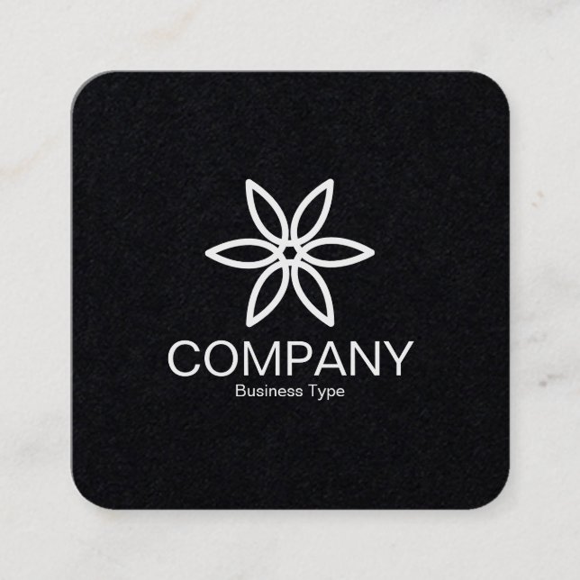Carte De Visite Carré Fleur géométrique 02 - Noir (Devant)