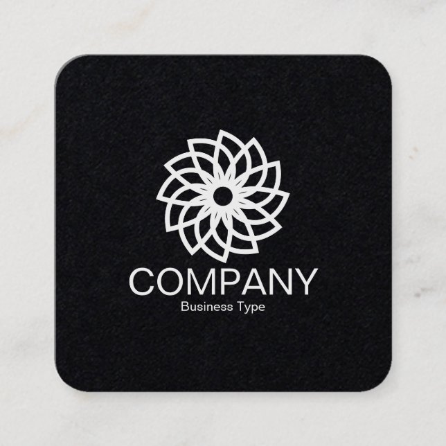 Carte De Visite Carré Fleur géométrique 03 - Noir (Devant)