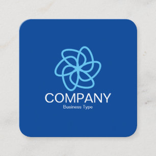 Carte De Visite Carré Fleur géométrique 04 - Bleu profond
