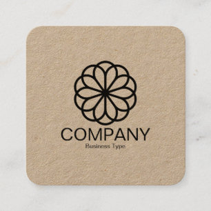Carte De Visite Carré Fleur géométrique 06 - Kraft