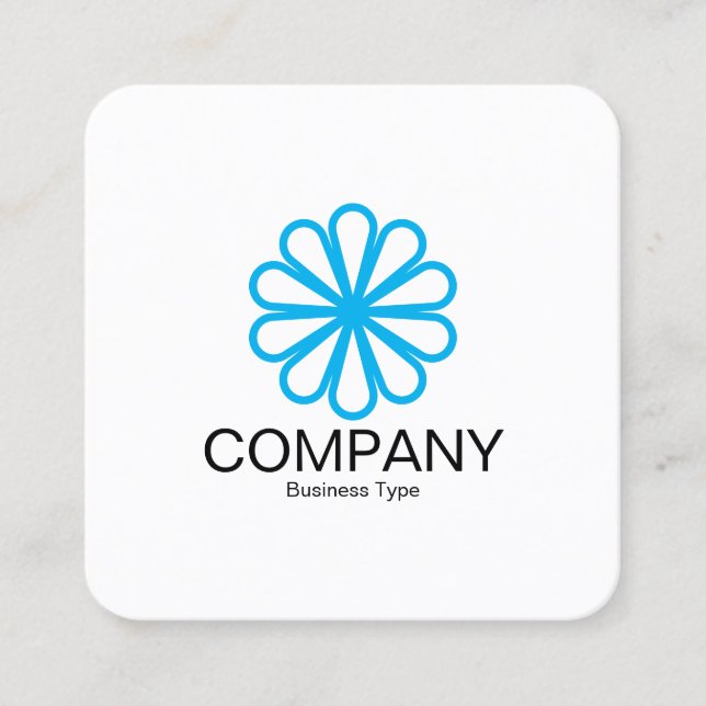 Carte De Visite Carré Fleur géométrique 07 - Blanc (Devant)