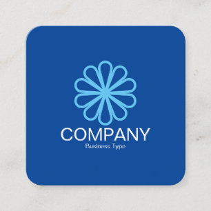 Carte De Visite Carré Fleur géométrique 07 - Bleu profond